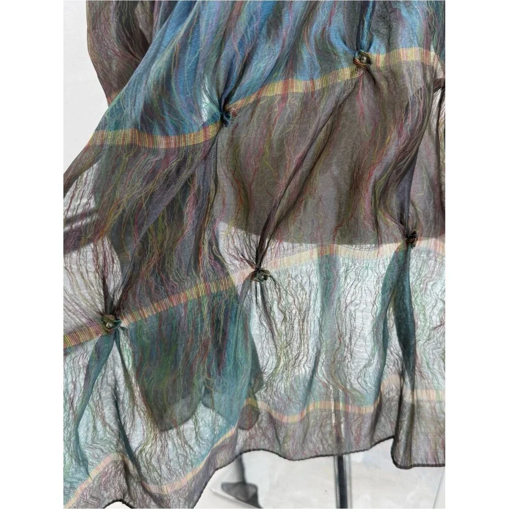 Unbranded Colorful Scarf Accessory Shawl Overlay Gathered Pearl Embellished